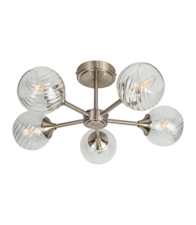 Mona 5 Light Semi Flush Ceiling Light Satin Chrome-1