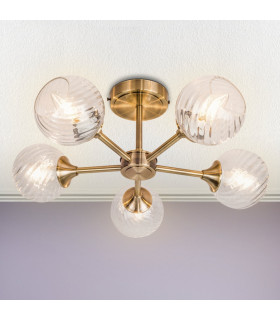 Mona 5 Light Semi Flush Ceiling Light Antique Brass-2