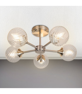 Mona 5 Light Semi Flush Ceiling Light Satin Chrome-2