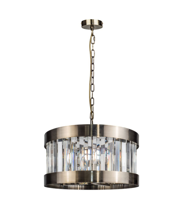 Pandora 3 Light Crystal Pendant Ceiling Light Antique Brass-1