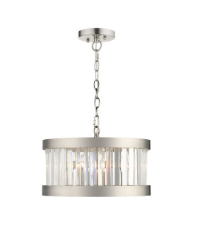 Pandora 3 Light Crystal Pendant Ceiling Light Satin Chrome-1