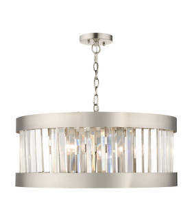 Pandora 5 Light Crystal Pendant Ceiling Light Satin Chrome-1