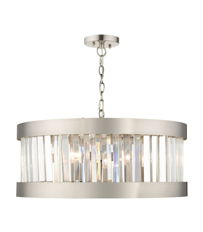 Pandora 5 Light Crystal Pendant Ceiling Light Satin Chrome-1