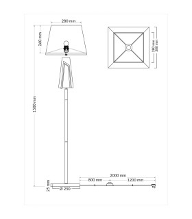 Plaza Floor Lamp with Square Shade Polished Chrome-2