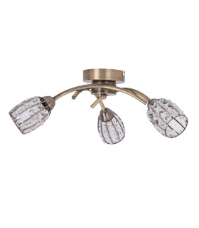 Roma 3 Semi Flush Ceiling Light with Crystal Shade Antique Brass-1