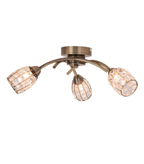 Roma 3 Semi Flush Ceiling Light with Crystal Shade Antique Brass-2