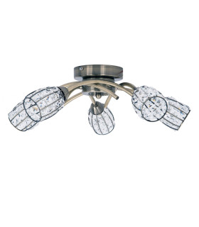 Roma 5 Semi Flush Ceiling Light with Crystal Shade Antique Brass-1
