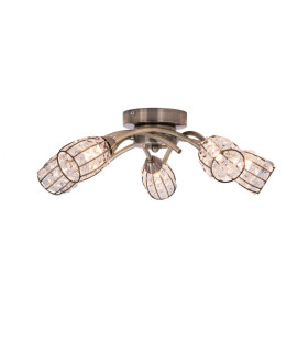Roma 5 Semi Flush Ceiling Light with Crystal Shade Antique Brass-2