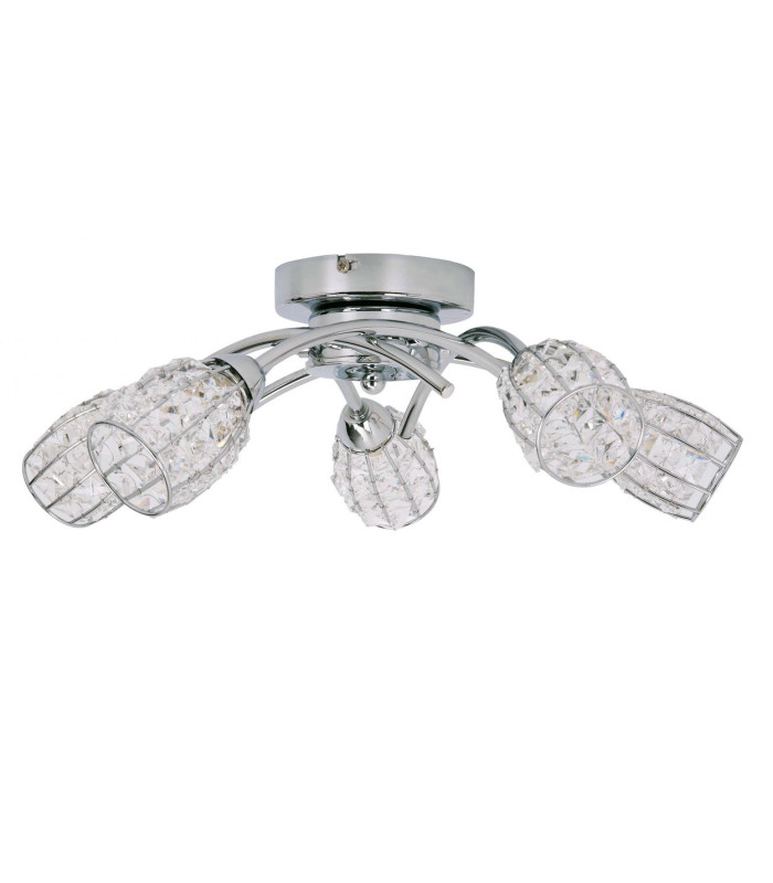 Roma 5 Semi Flush Ceiling Light with Crystal Shade Polished Chrome-1