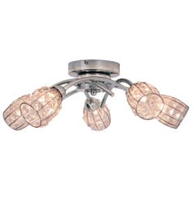 Roma 5 Semi Flush Ceiling Light with Crystal Shade Polished Chrome-2