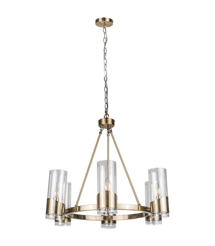 Rossa 6 Light Pendant Ceiling Light Antique Brass