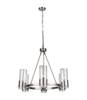 Rossa 6 Light Pendant Ceiling Light Satin Chrome-1