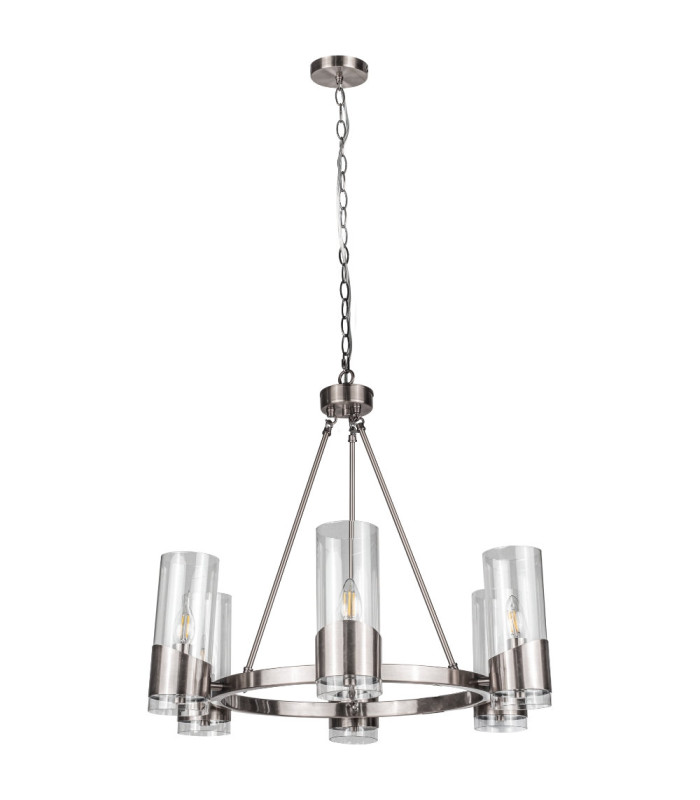 Rossa 6 Light Pendant Ceiling Light Satin Chrome-1