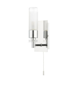 Saturn Bathroom Wall Light Polished Pull Cord Chrome IP44-1