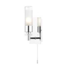 Saturn Bathroom Wall Light Polished Pull Cord Chrome IP44-2