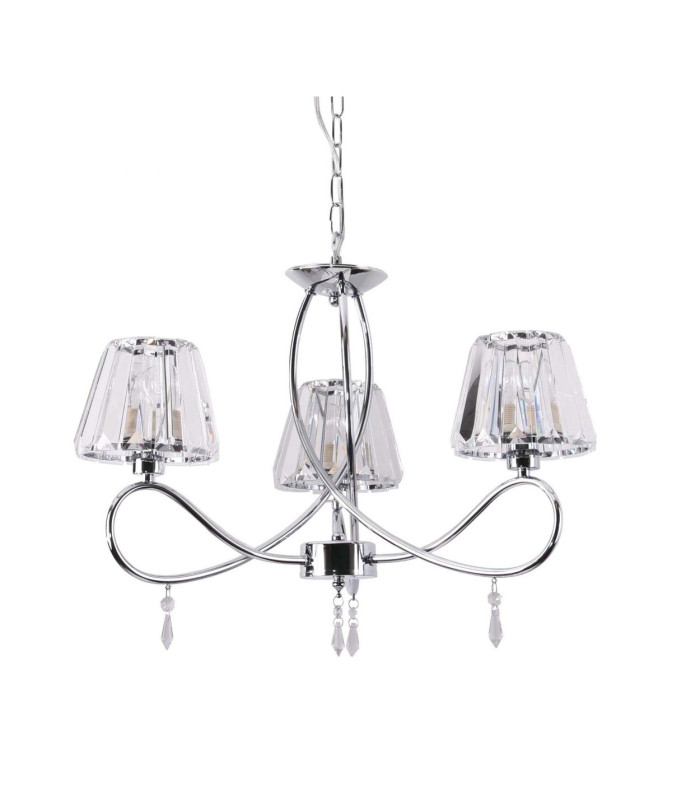 Senza 3 Light Pendant Ceiling Light with Crystal Shades Polished Chrome-1