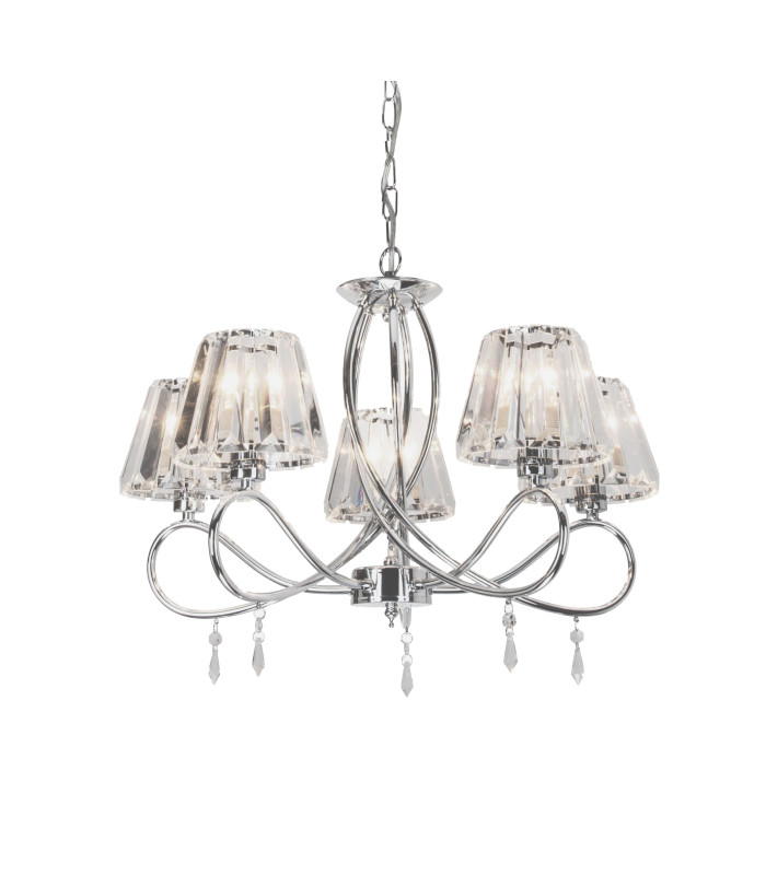 Senza 5 Light Pendant Ceiling Light with Crystal Shades Polished Chrome-1