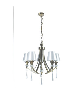 Sophia 5 Light Crystal Pendant Ceiling Light Antique Brass-1