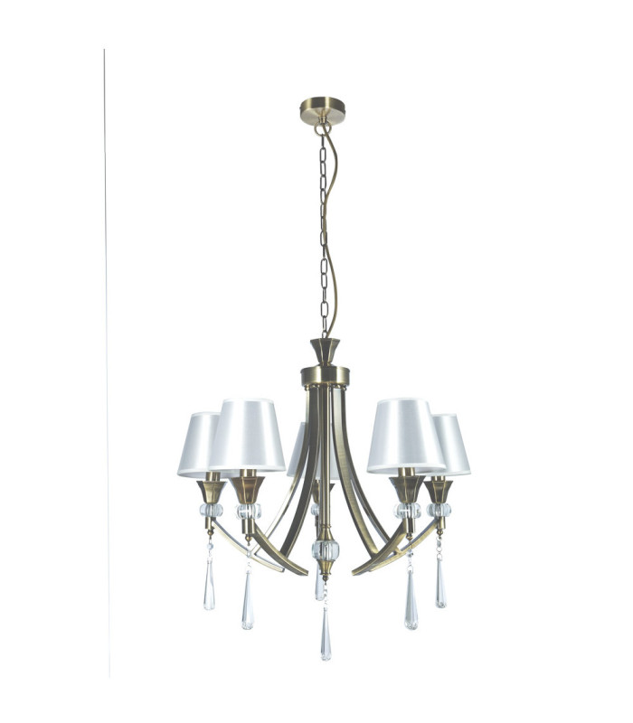 Sophia 5 Light Crystal Pendant Ceiling Light Antique Brass-1