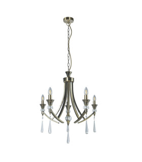 Sophia 5 Light Crystal Pendant Ceiling Light Antique Brass-2