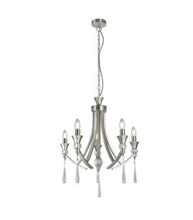 Sophia 5 Light Crystal Pendant Ceiling Light Satin Chrome-3