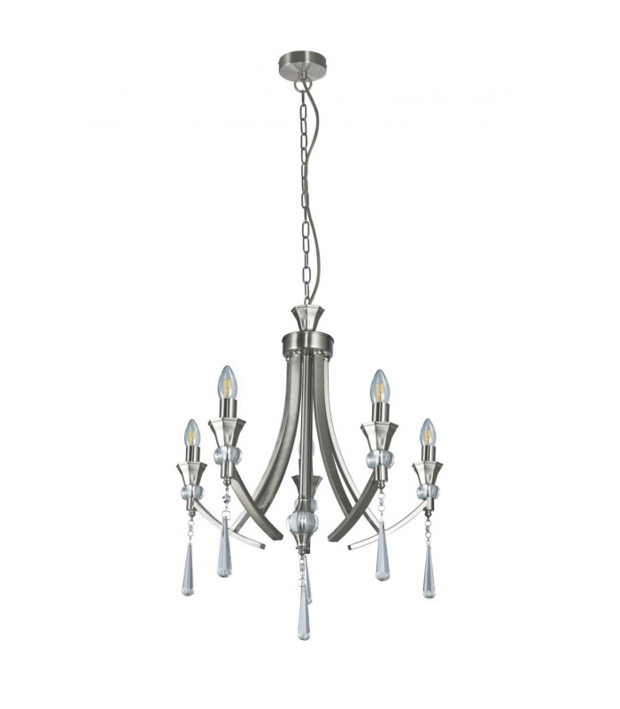 Sophia 5 Light Crystal Pendant Ceiling Light Satin Chrome-4