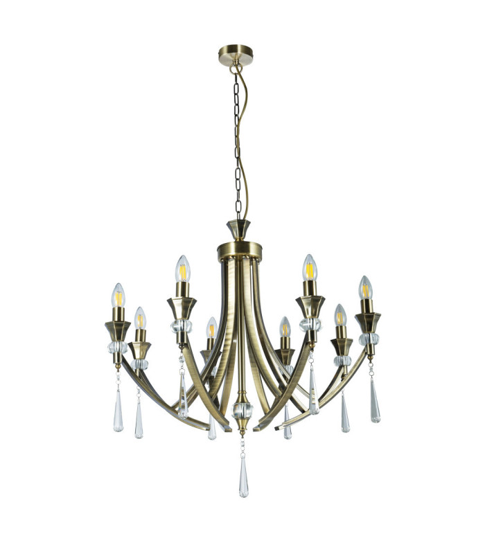 Sophia 8 Light Crystal Pendant Ceiling Light Antique Brass-3