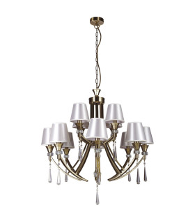 Sophia 12 Light Crystal Pendant Ceiling Light Antique Brass-1