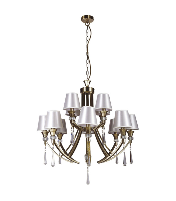 Sophia 12 Light Crystal Pendant Ceiling Light Antique Brass-1
