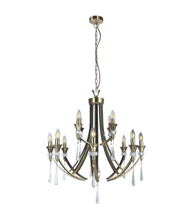 Sophia 12 Light Crystal Pendant Ceiling Light Antique Brass-2