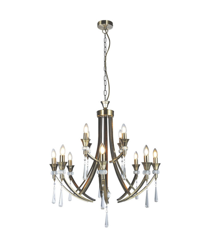Sophia 12 Light Crystal Pendant Ceiling Light Antique Brass-4