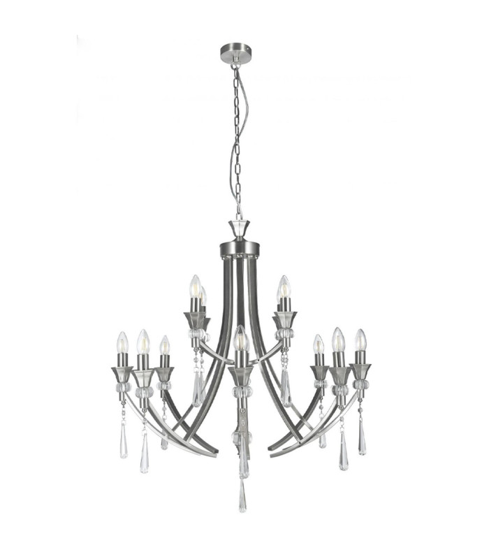 Sophia 12 Light Crystal Pendant Ceiling Light Satin Chrome-3