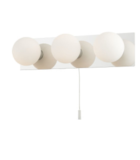 Vanity 3 Light Bathroom Wall Light Pull Cord Polished Chrome IP44-1