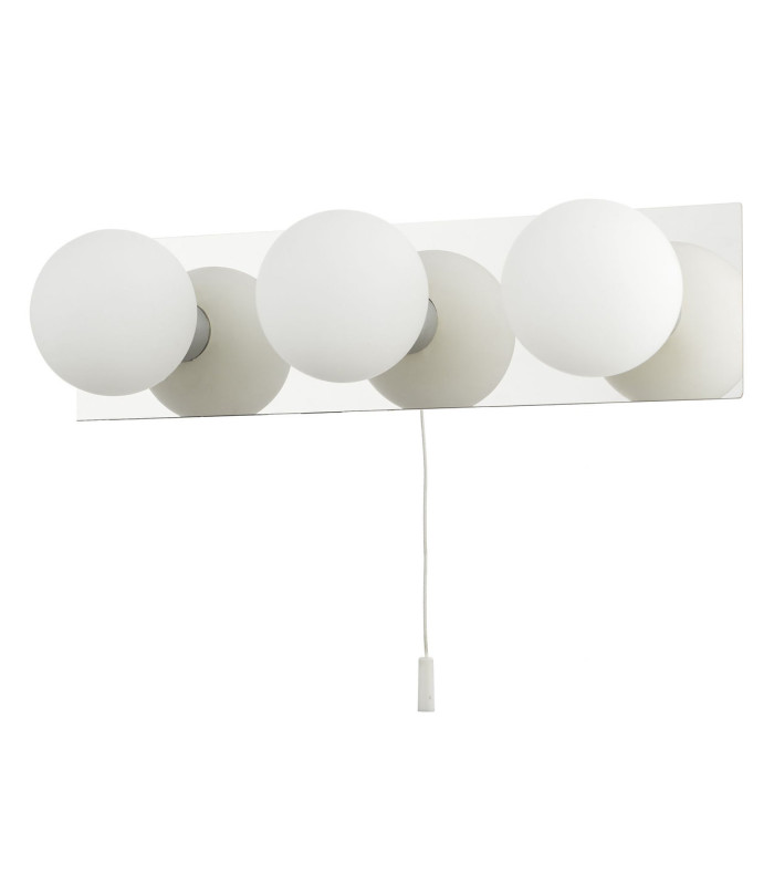 Vanity 3 Light Bathroom Wall Light Pull Cord Polished Chrome IP44-2