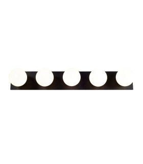 Vanity 5 Light Wall Light with Opal Ball Matt Black IP44-2