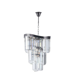 Waverly 6 Light Crystal Pendant Ceiling Light Brushed Chrome Black-1