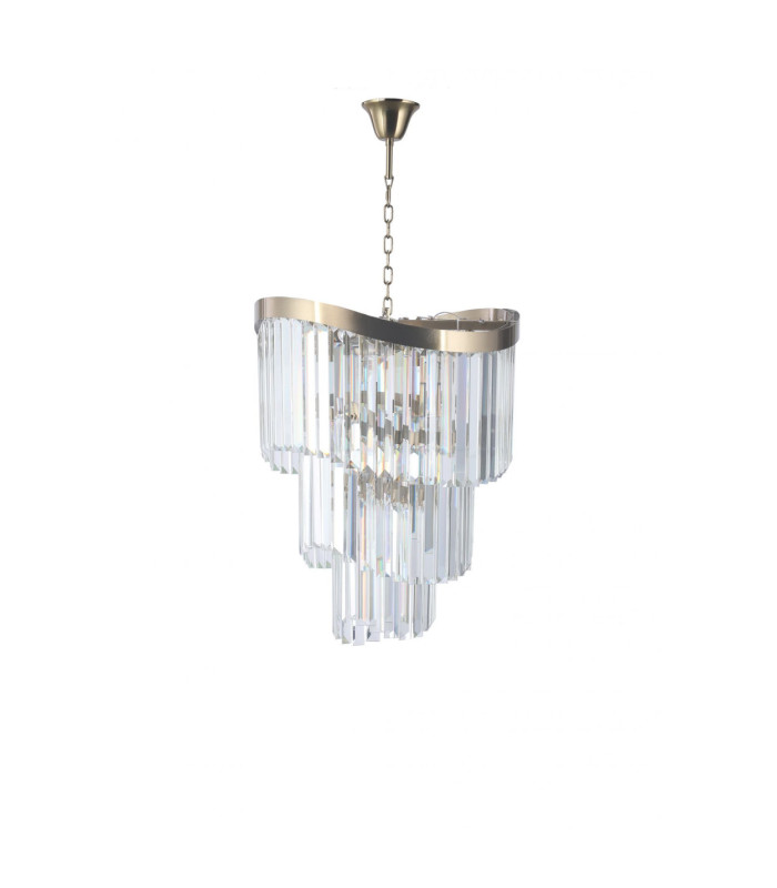 Waverly 6 Light Crystal Pendant Ceiling Light Satin Brass-1