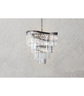 Waverly 12 Light Crystal Pendant Ceiling Light Brushed Chrome Black-2