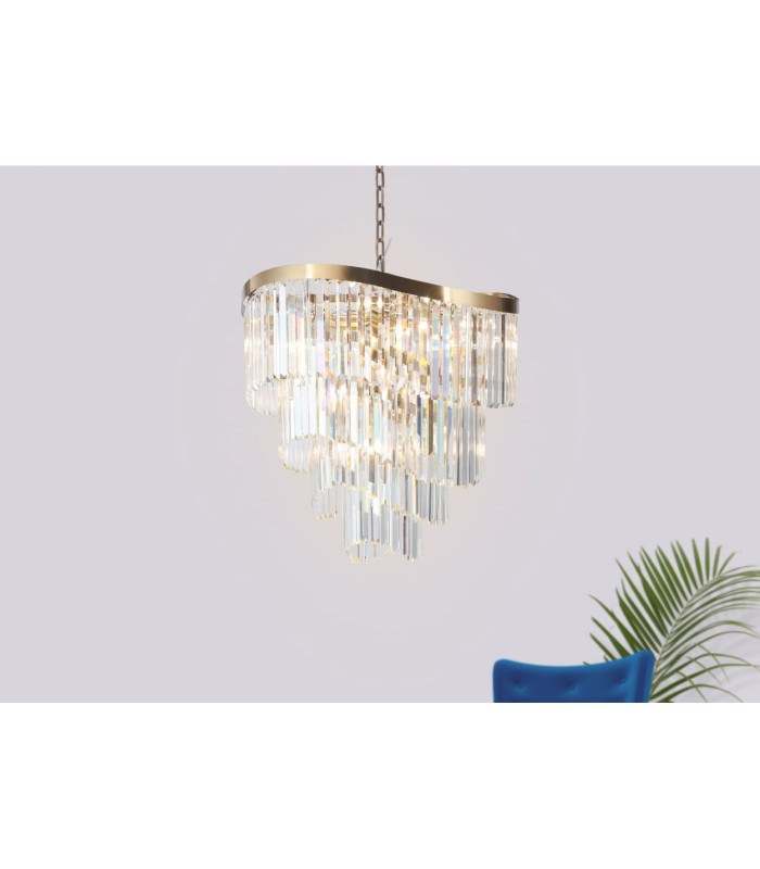 Waverly 12 Light Crystal Pendant Ceiling Light Satin Brass-2
