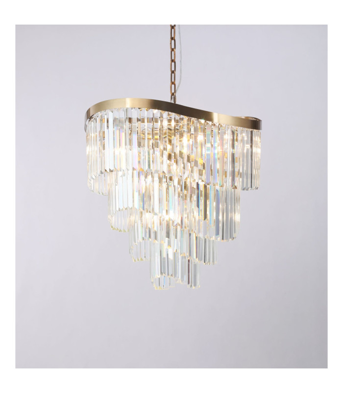 Waverly 12 Light Crystal Pendant Ceiling Light Satin Brass-3