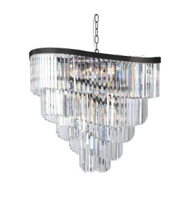 Waverly 16 Light Crystal Pendant Ceiling Light Brushed Chrome Black-1