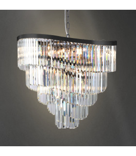 Waverly 16 Light Crystal Pendant Ceiling Light Brushed Chrome Black-2