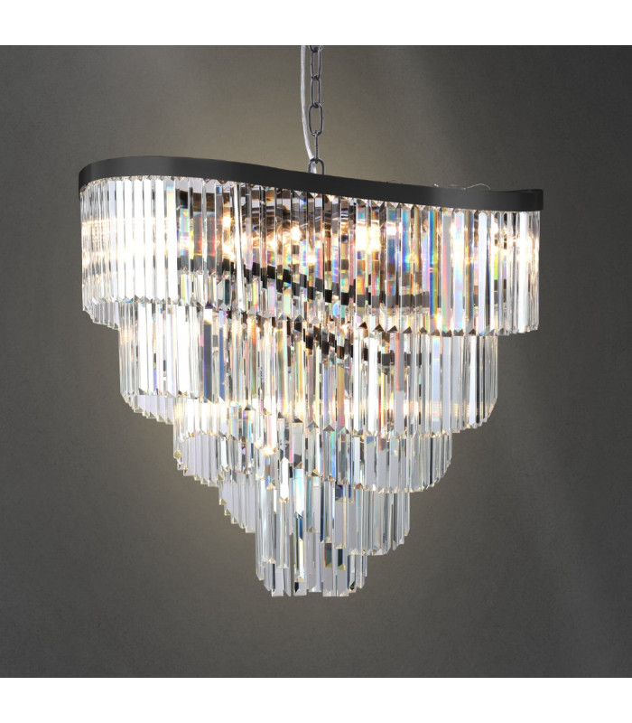 Waverly 16 Light Crystal Pendant Ceiling Light Brushed Chrome Black-2