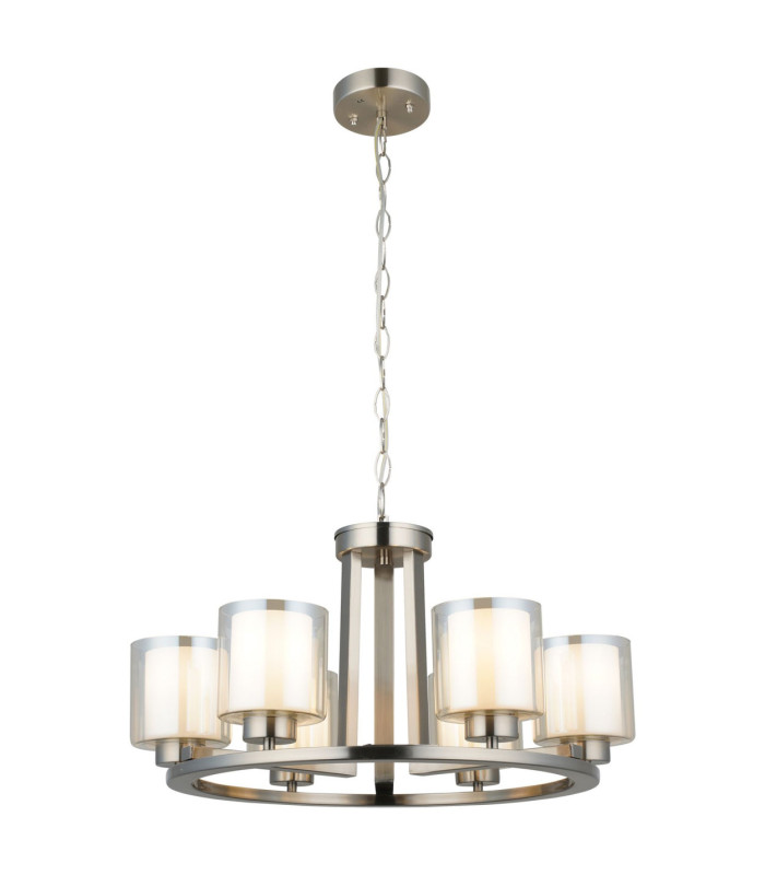 Yara 6 Light Pendant Ceiling Light Satin Chrome-1