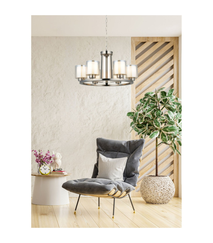 Yara 6 Light Pendant Ceiling Light Satin Chrome-2