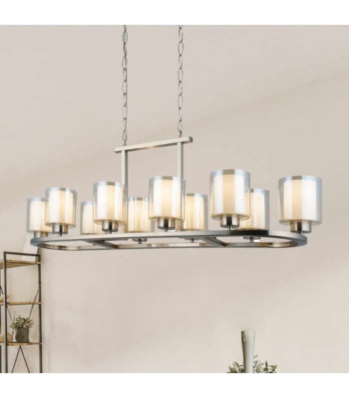 Yara 10 Light Bar Pendant Ceiling Light Satin Chrome-2