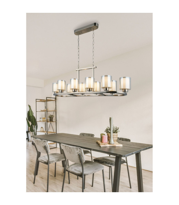 Yara 10 Light Bar Pendant Ceiling Light Satin Chrome-3