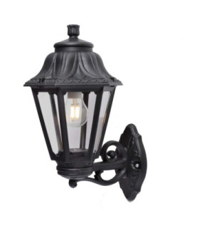 Bisso/Anna Clear E27 Wall Lantern Light Black IP55-1