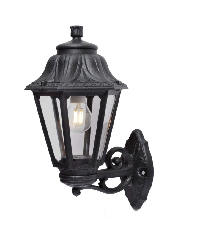 Bisso/Anna Clear E27 Wall Lantern Light Black IP55-1