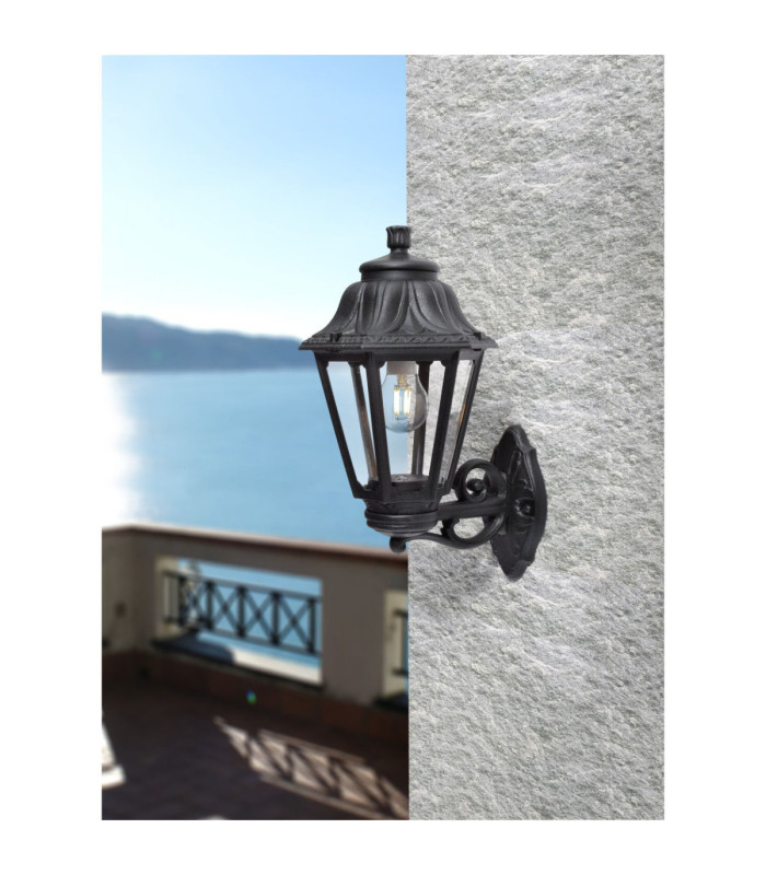 Bisso/Anna Clear E27 Wall Lantern Light Black IP55-3
